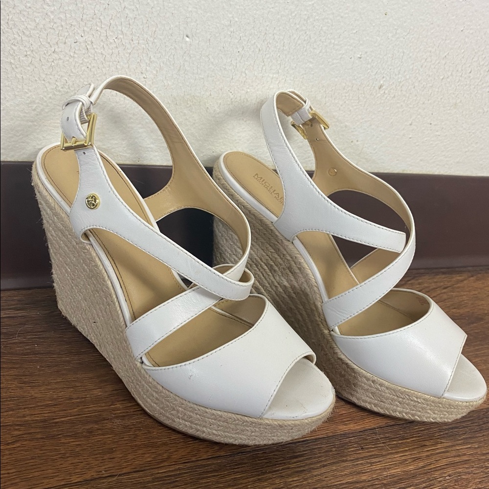 Michael Kors espadrille wedge white